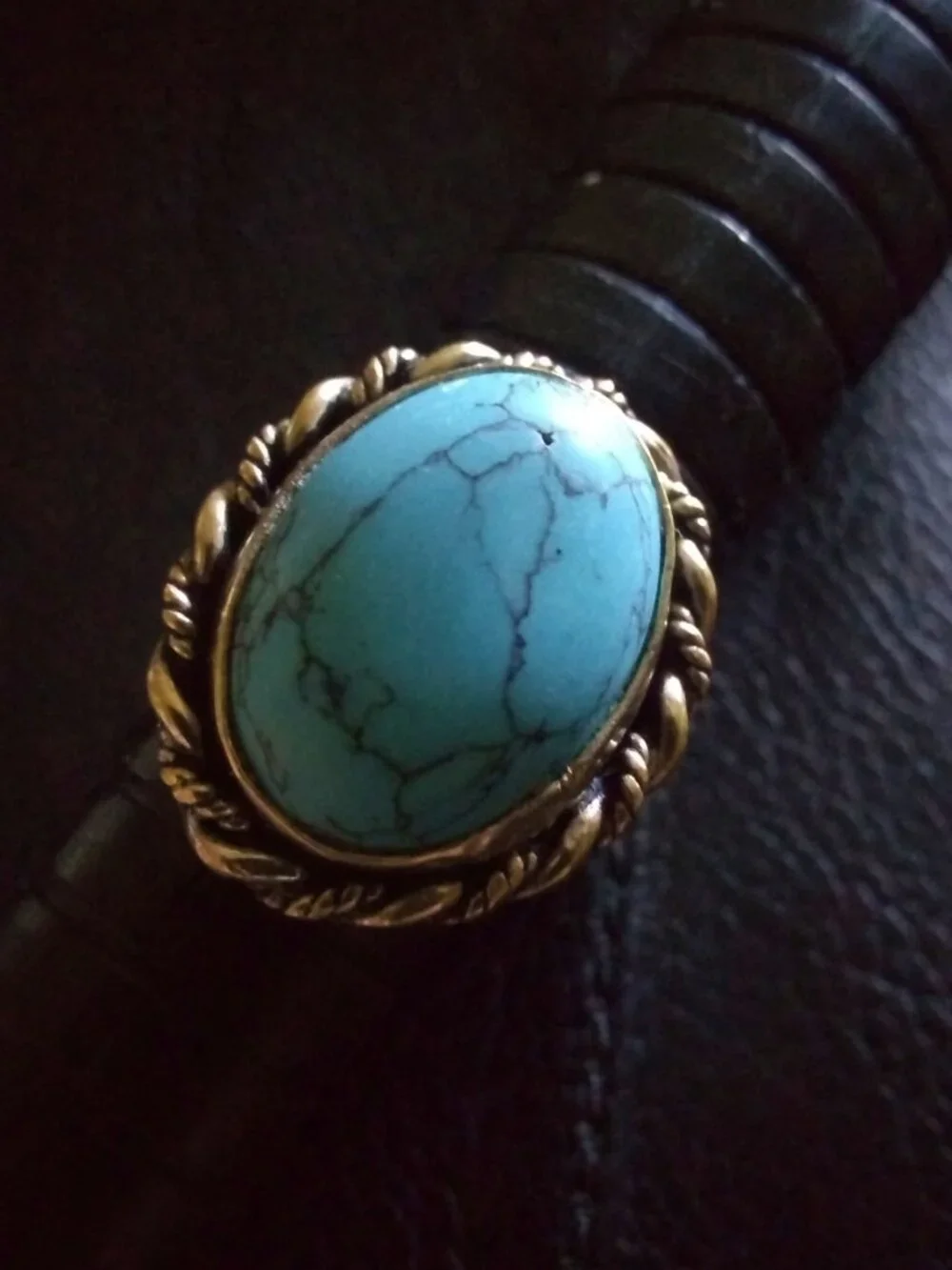 Sz 7 ~ Deep Aqua Turquoise Howlite Ring - Boho Southwestern Beachy Casual